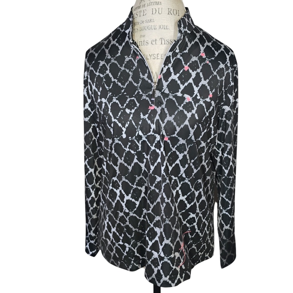 Jamie Sadock SunSense XL 1/4 Zip Golf Pullover UV Stretch Long Sleeve Abstract